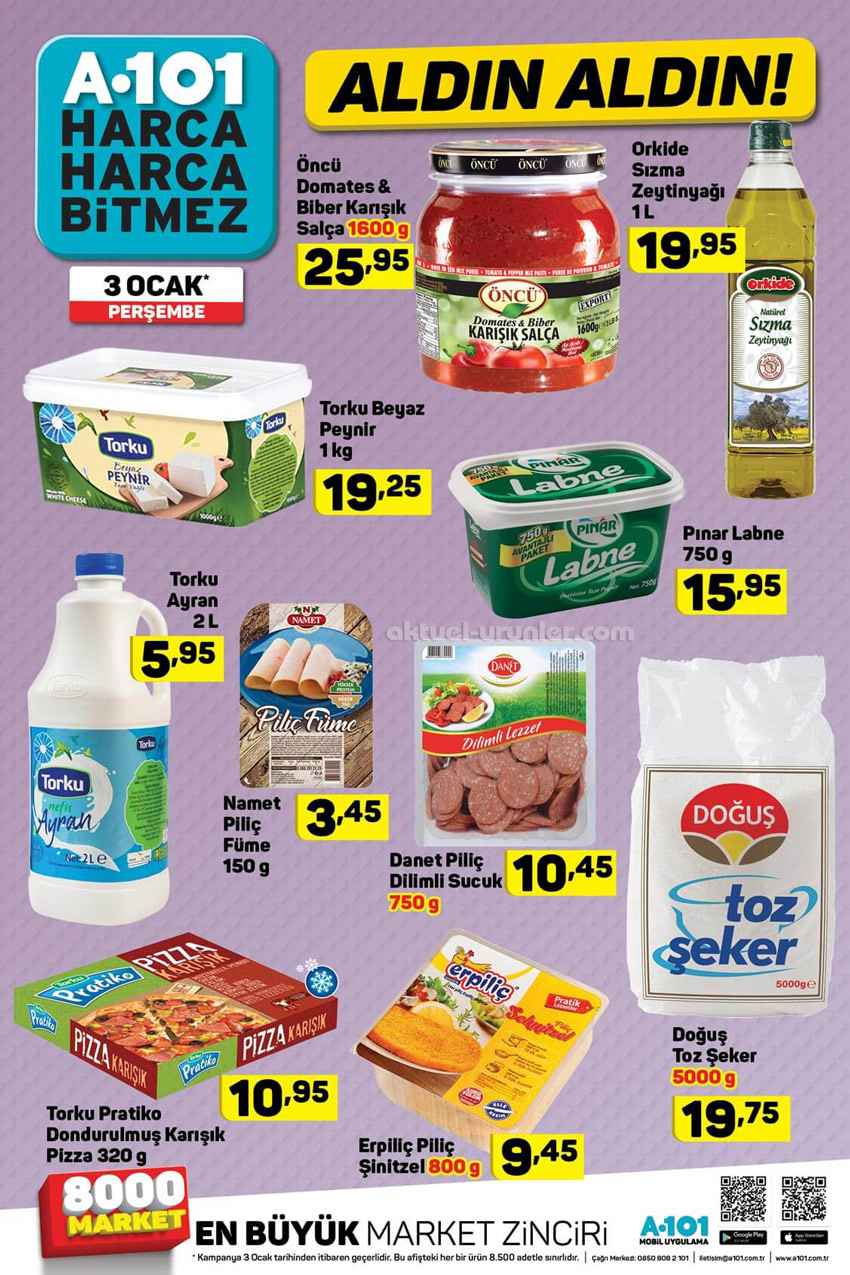 A101 3 Ocak Perşembe Gıda Aktüel Ürünleri