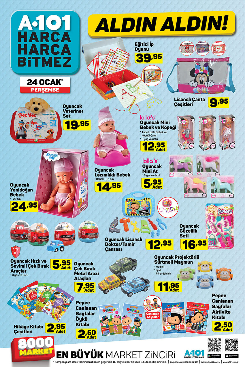 A101 24 Ocak Oyuncak Ürünleri Aktüel Listesi