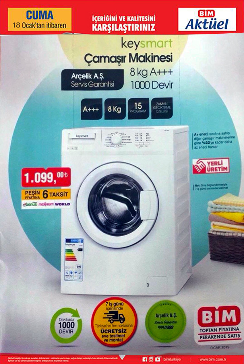 BİM Aktüel 18 Ocak Özel Çamaşır Makinesi Fırsatı