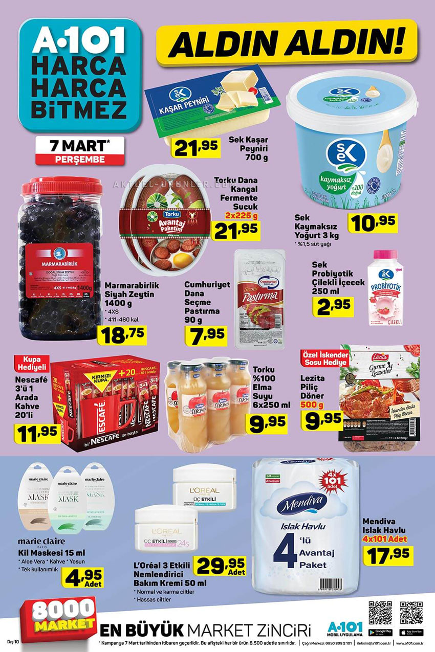 A101 Aktüel 7 Mart Perşembe Gıda Ürünleri İndirimleri