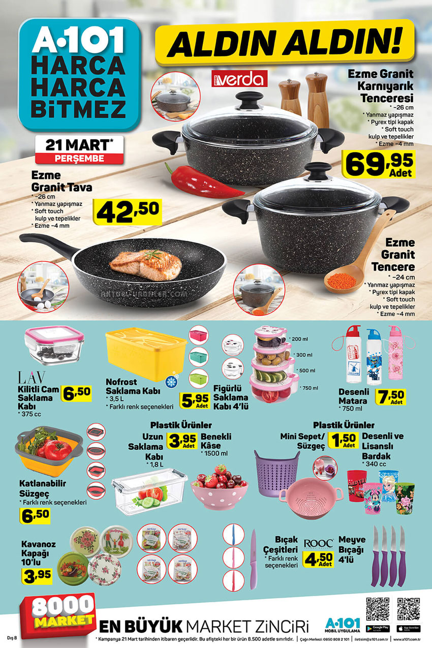 A101 21 Mart Mutfak Ürünleri Yeni İndirim Sayfası