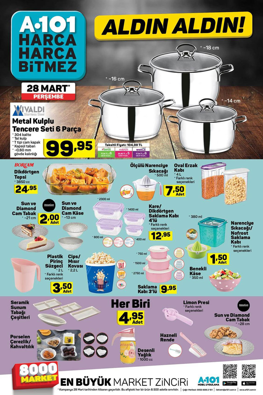 A101 28 Mart Aktüel Mutfak Ürünleri Sayfası
