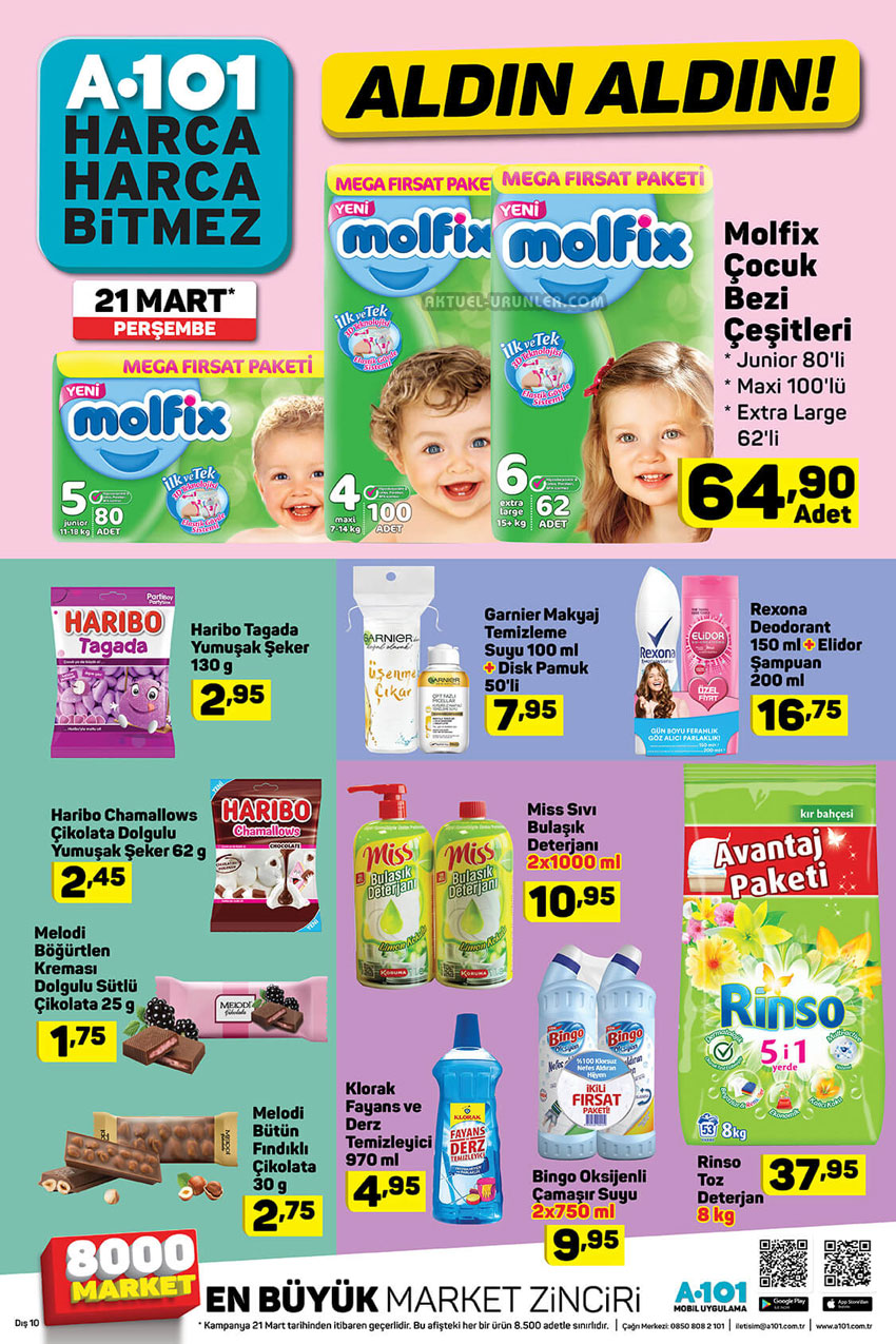 A101 Aktuel 21 Mart Bebek Bezi ve Temizlik Ürünleri