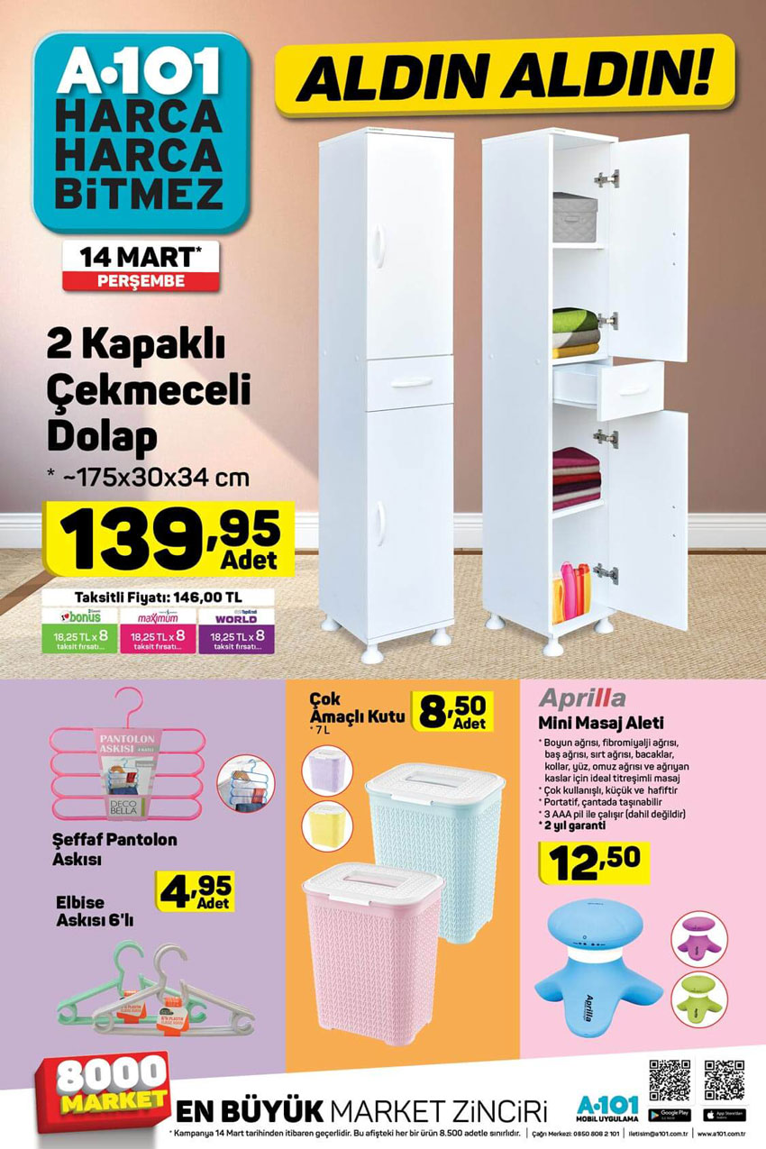 A101 Market 14 Mart Perşembe Kampanya Kataloğu