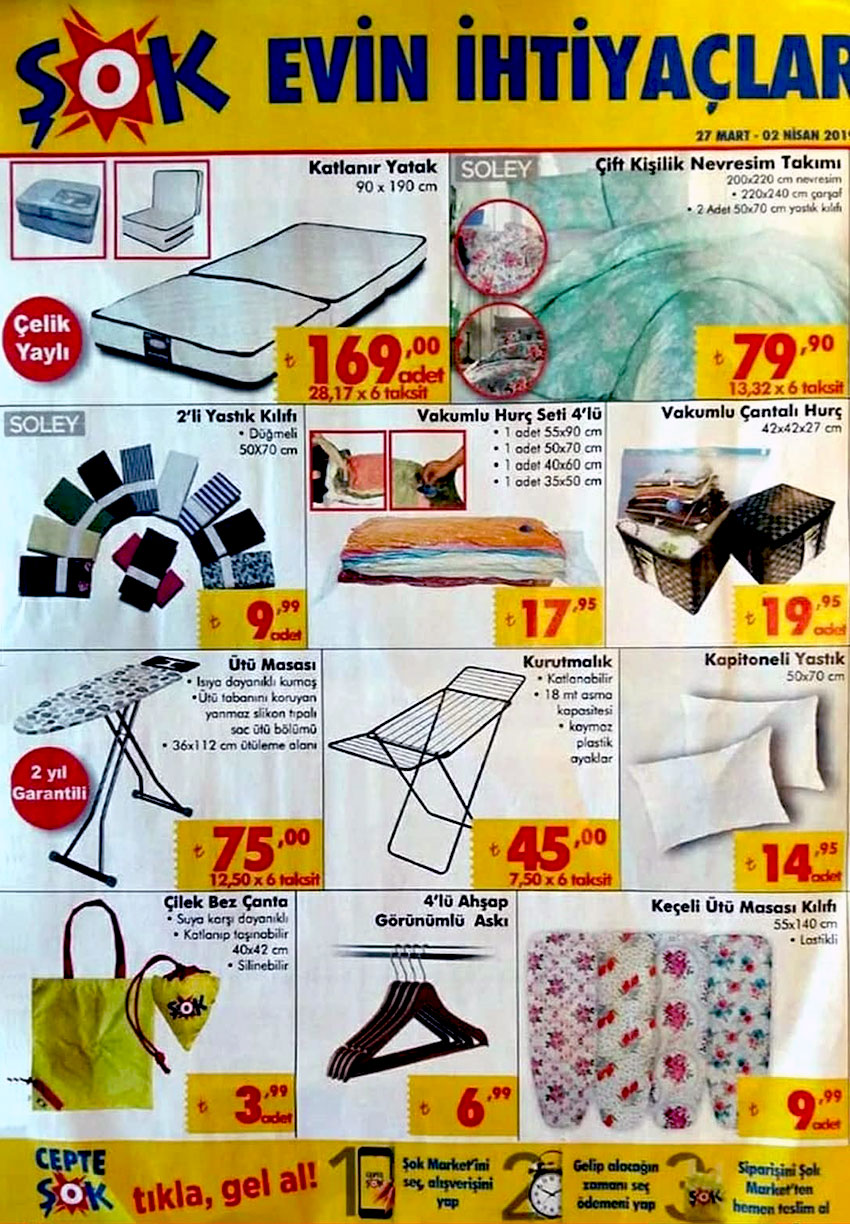 ŞOK 27 Mart Evin İhtiyacı Çok Ucuz Kataloğu