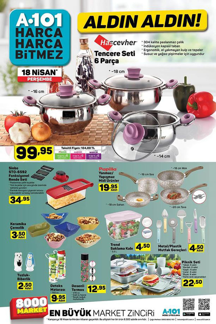 A101 18 Nisan Mutfak Ürün ve Kampanyaları Sayfası