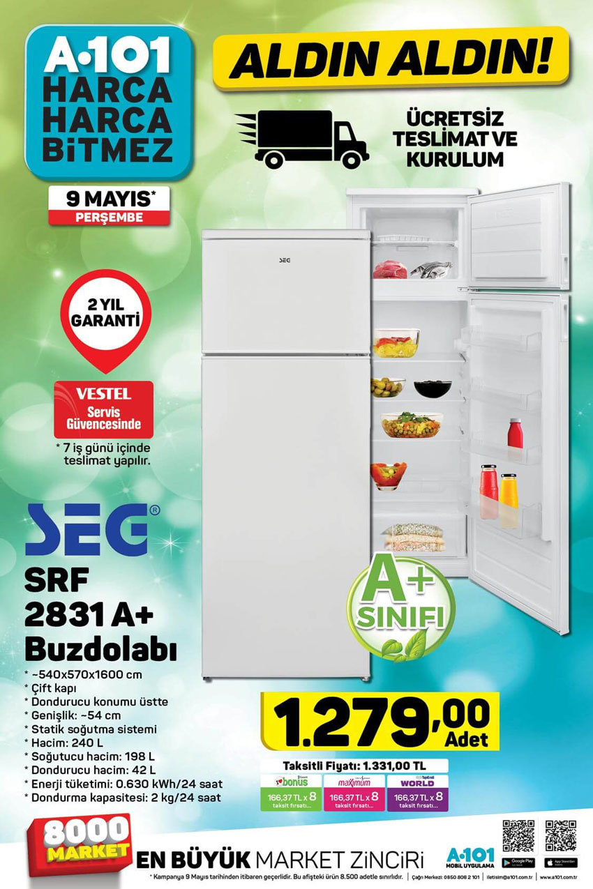 A101 SEG SRF 2831 A+ Buzdolabı İncelemesi – 9 Mayıs 2019