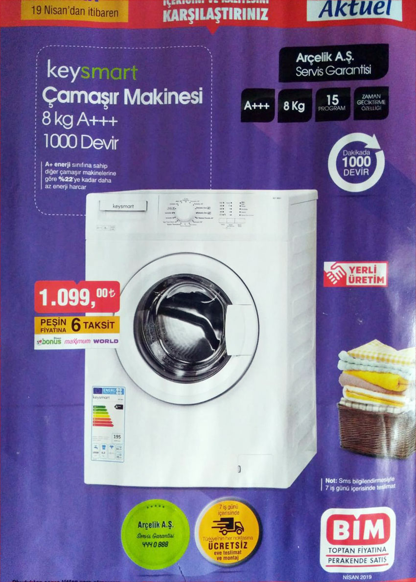 BİM Çamaşır Makinesi Kampanyası – 19 Nisan Cuma