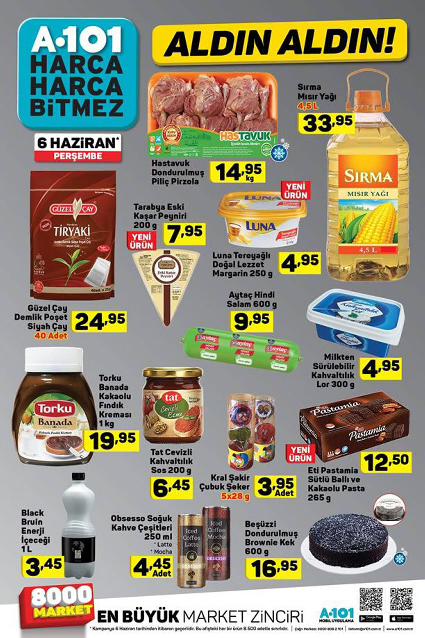 A101 6 Haziran Perşembe Spot Gıda Ürünler Listesi
