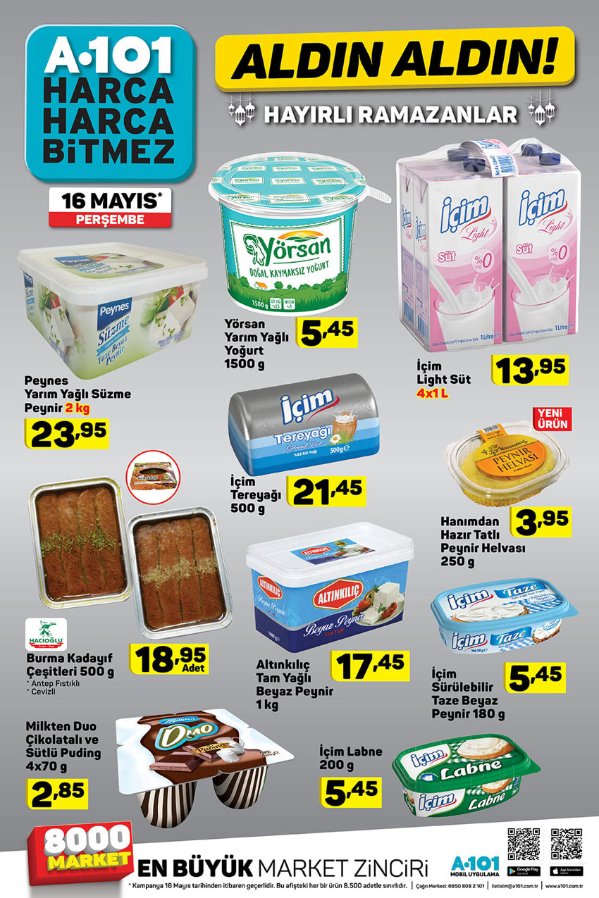 A101 Gıda İndirimleri Ramazan Kampanyaları – 16 Mayıs