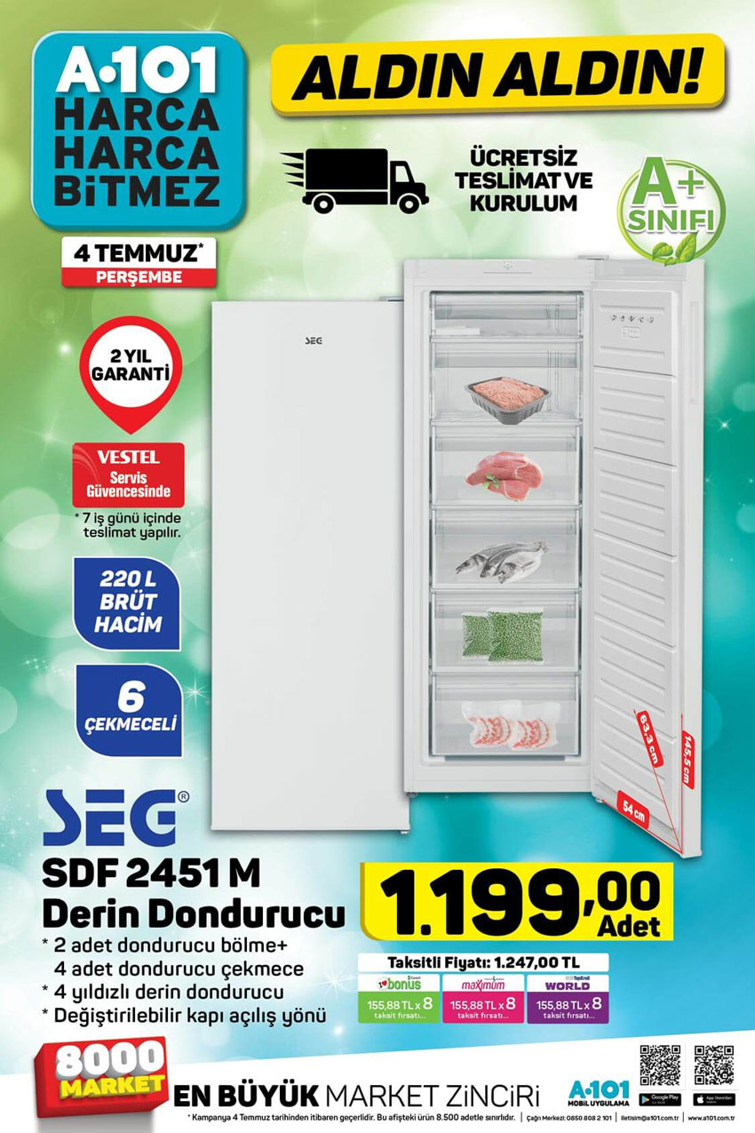 A101 SEG Derin Dondurucu 4 Temmuz Fırsatı