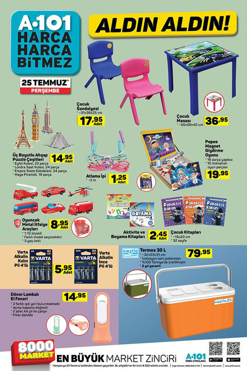 A101 Market 25 Temmuz Oyuncak Aktüel Ürün Katalogları