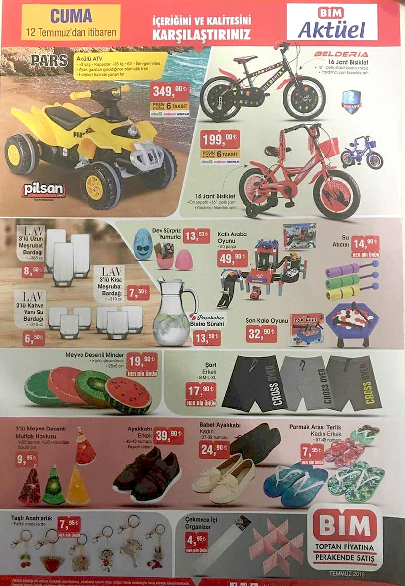 BİM 12 Temmuz 2019 Aktüel Ürünler Kataloğu