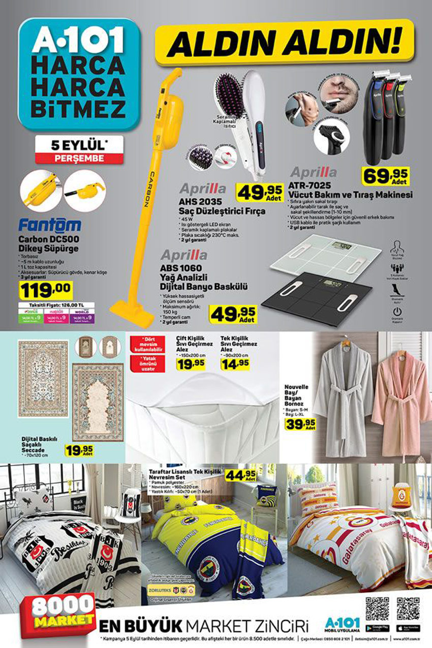 5 Eylül A101 Market Yeni İndirimli Ürünler Kataloğu