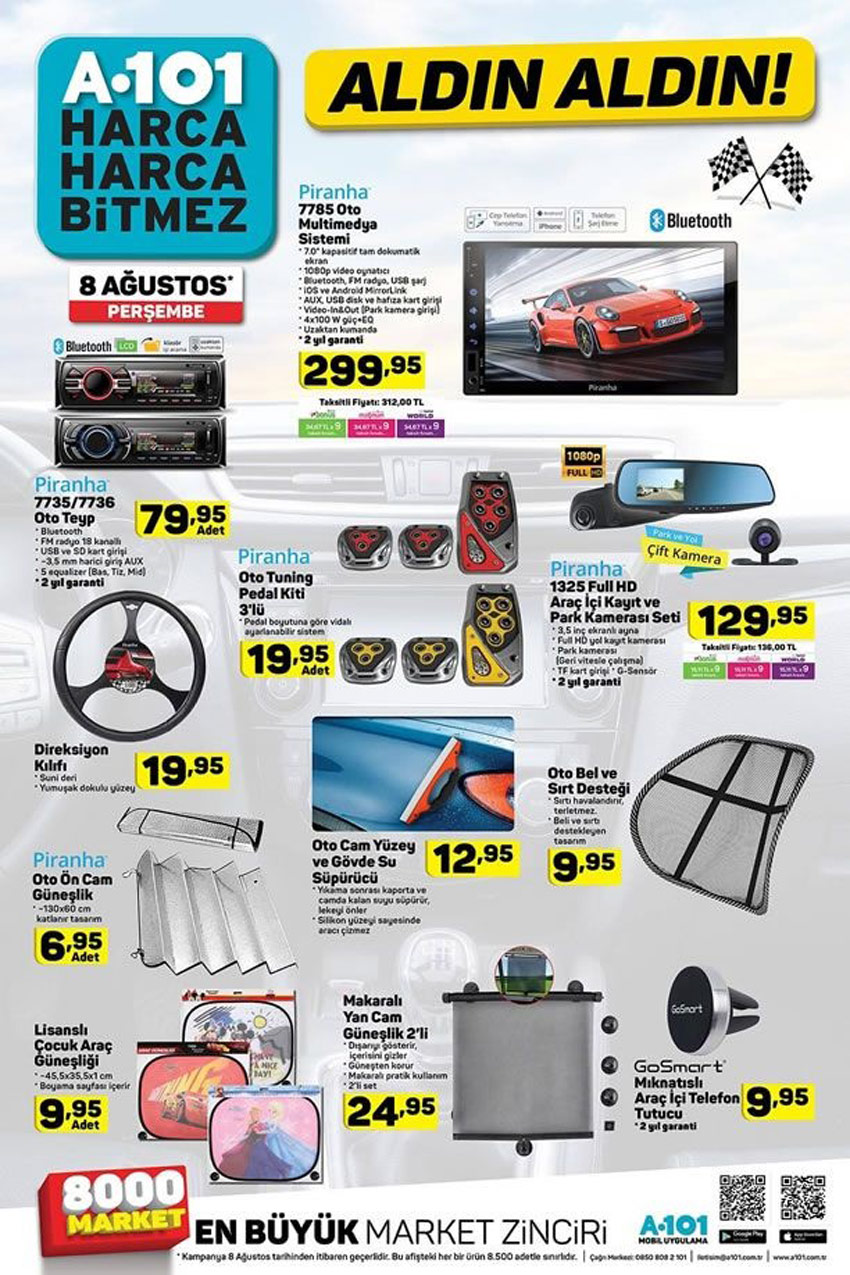 8 Ağustos A101 Otomobil Aktüel Ürünleri