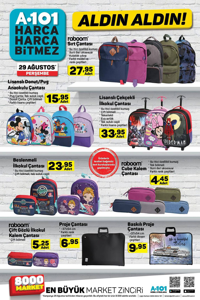 A101 26 Ağustos Okul Çantaları İndirimleri İncelemesi