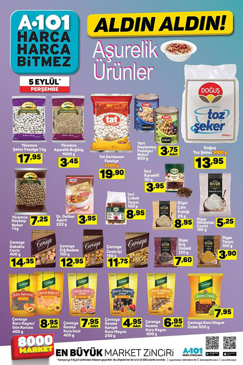 A101 5 Eylül 2019 Aşure Haftası Aktüel Ürünler Listesi