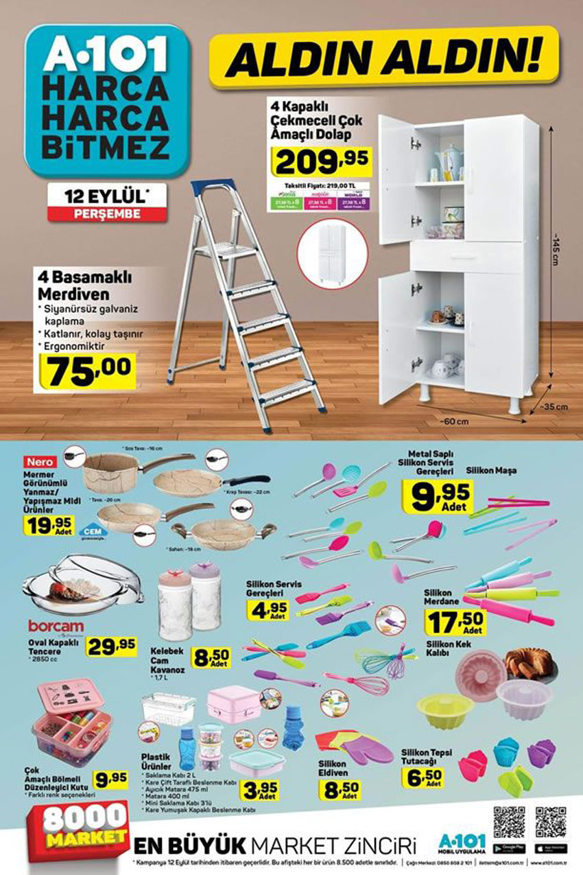 12 Eylül 2019 A101 Mutfak Gereçleri Aktüel Ürünleri