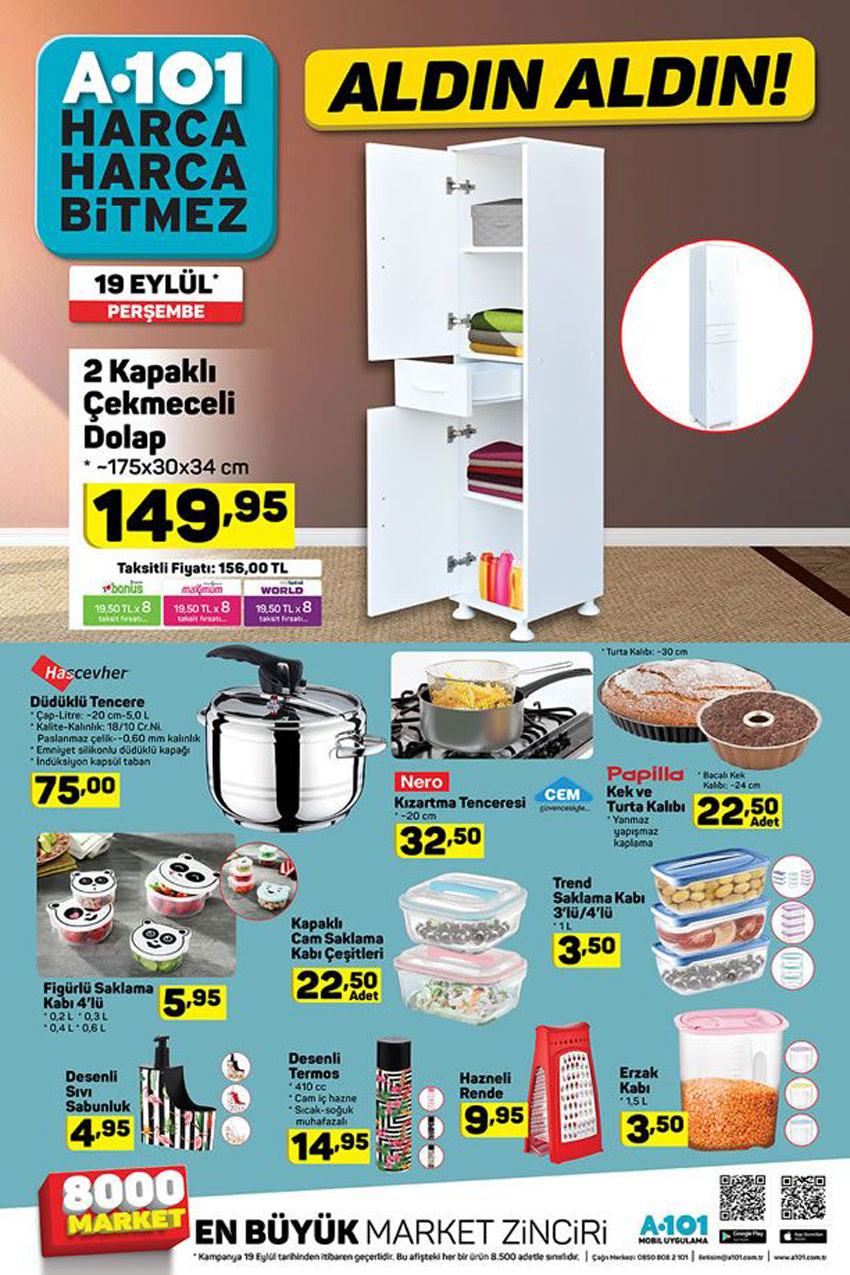 19 Eylül 2019 A101 Aktüel Yeni İndirim Kataloğu