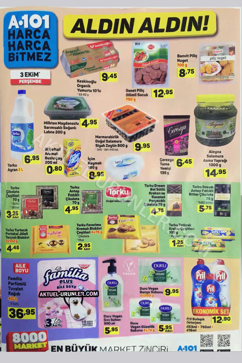 A101 3 Ekim Spot Gıda Aktüel Kampanyaları