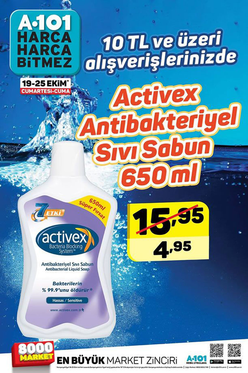 A101 Activex Antibakteriyel Sıvı Sabun 19 Ekim Büyük Kataloğu