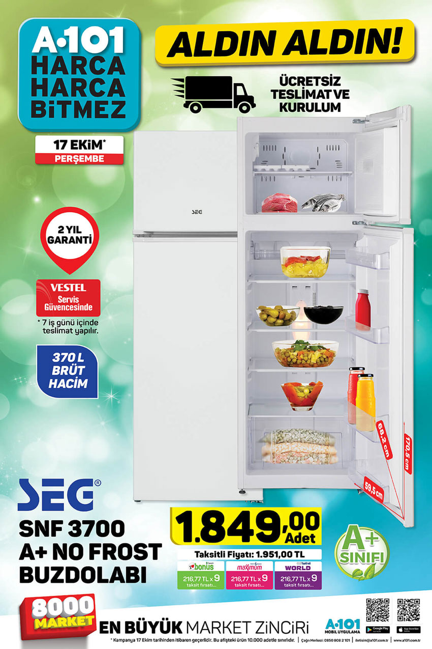 A101 SEG SNF 3700 Buzdolabı 17 Ekim İncelemesi