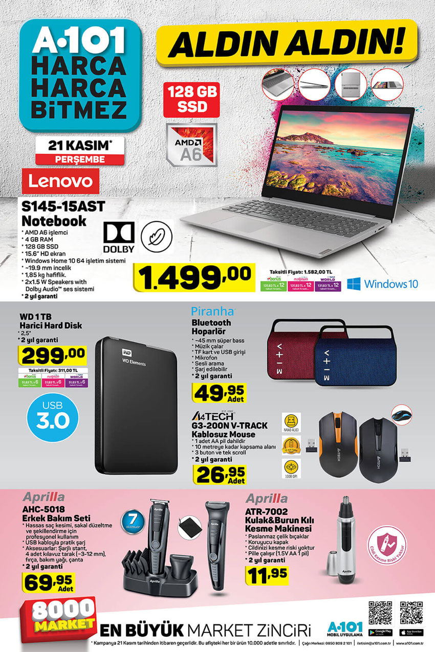 A101 Market 21 Kasım Teknoloji Katalogları Aktüel Ürünleri