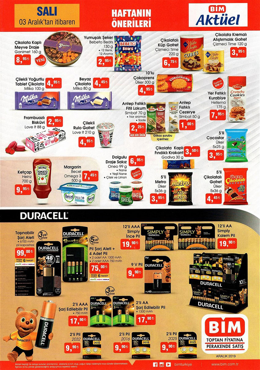 BİM 3 ARALIK 2019 AKTÜEL ÜRÜNLER KATALOĞU