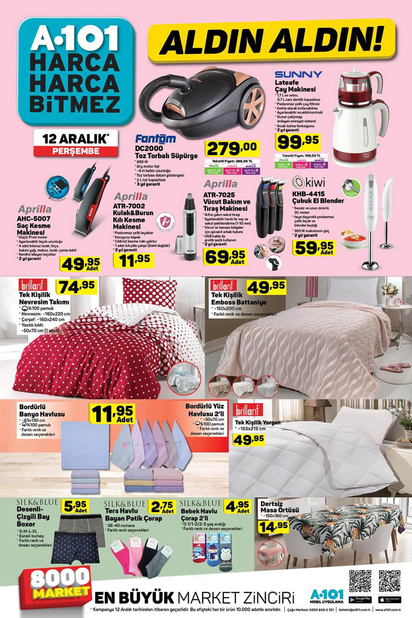 12 Aralık Alışveriş Listeleri A101 Aktüel İle Hazırlanıyor