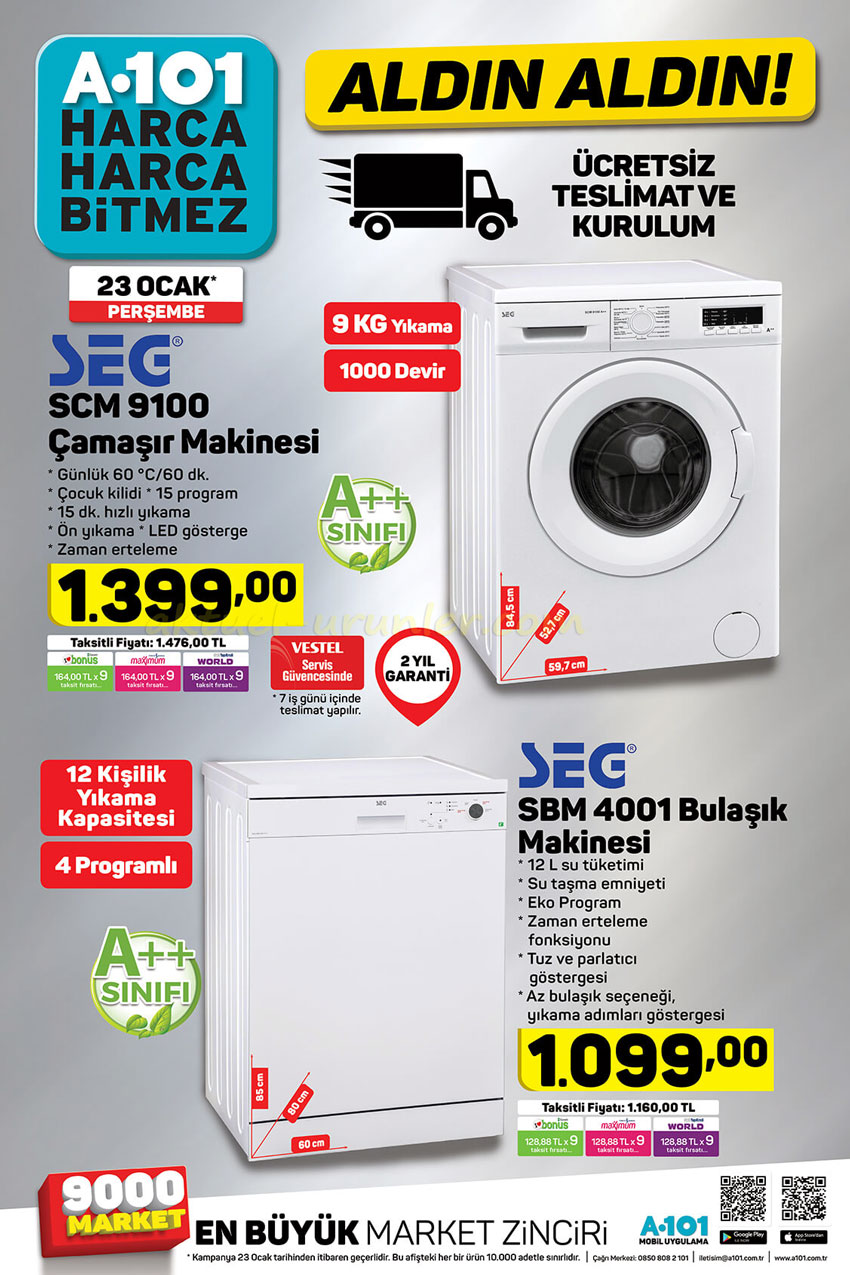 A101 23 OCAK BEYAZ EŞYA İNDİRİMLERİ DETAYLARI NELERDİR