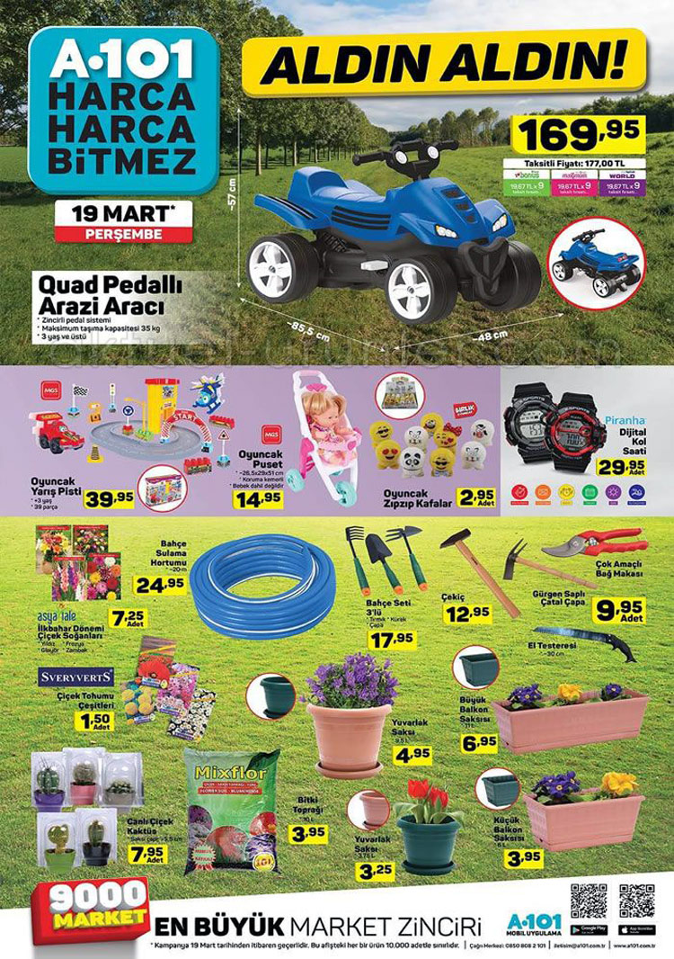 a101 19 mart 2020 arazi araci ve bahar katalogu