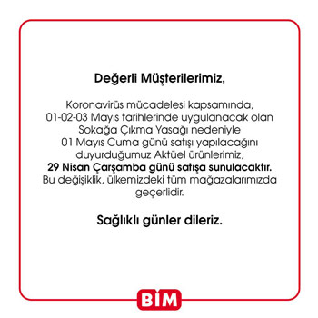 Bim 1 Mayıs Kataloğu 29 Nisan 2020'ye alındı