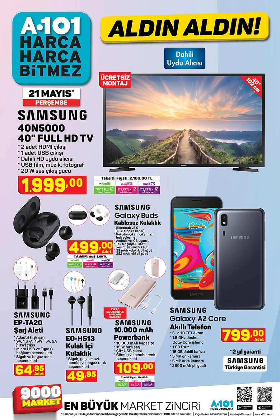 A101 21 Mayıs 2020 Samsung Ürünleri Sayfası