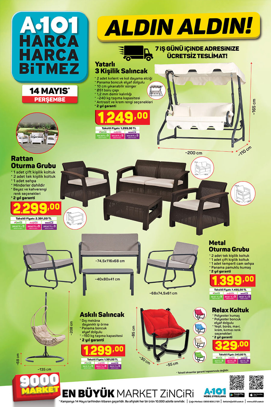 A101 Market Bahçe Ürünleri 14 Mayıs Ürünleri