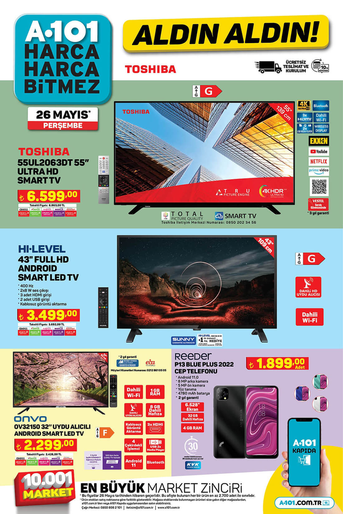 A101 26 Mayıs 2022 Televizyon Ürünleri Aktüel Kataloğu