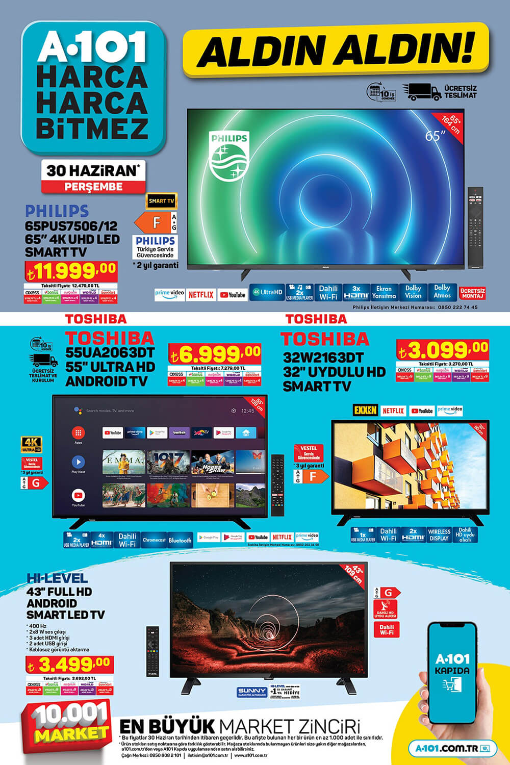 A101 30 Haziran 2022 Televizyon Ürünleri Aktüel Kataloğu
