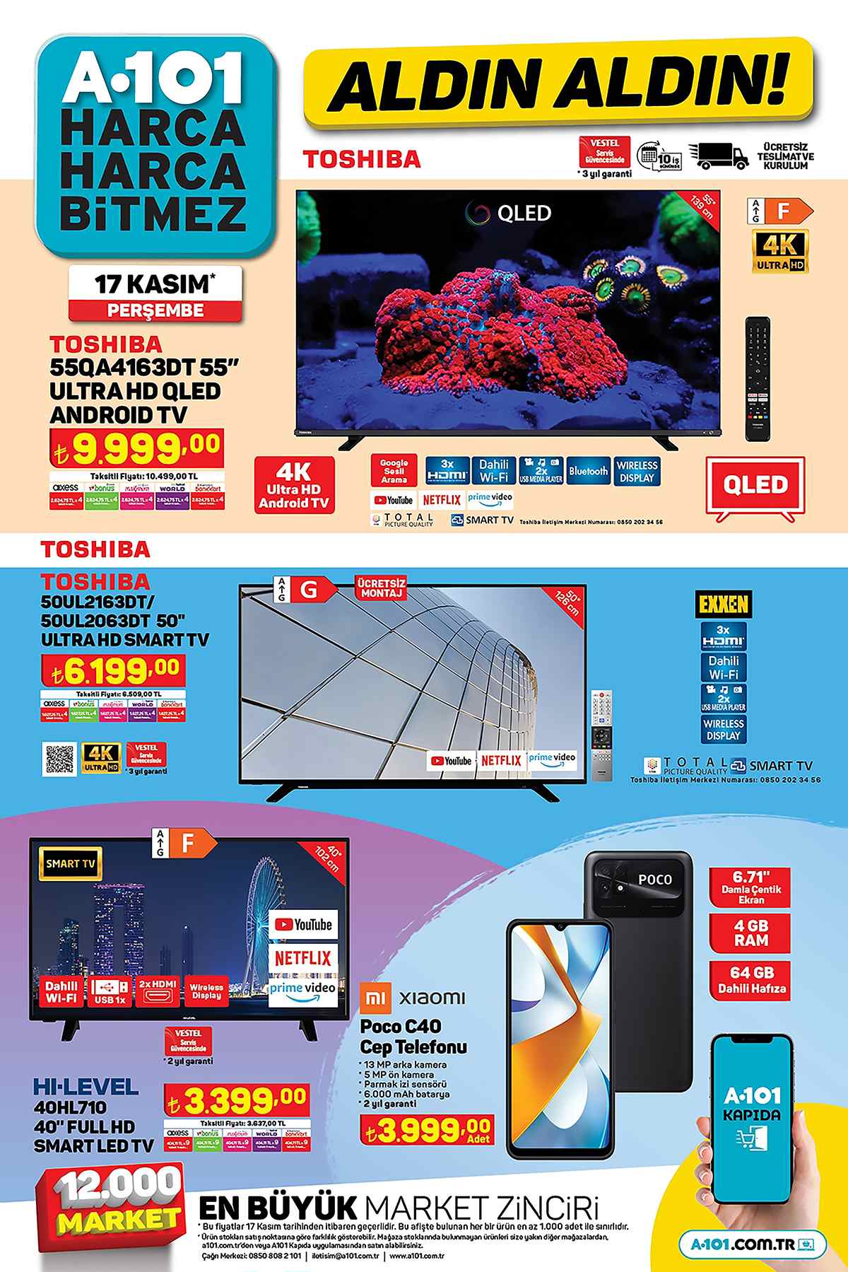 A101 17 Kasım 2022 Televizyonlar Aktüel Kataloğu