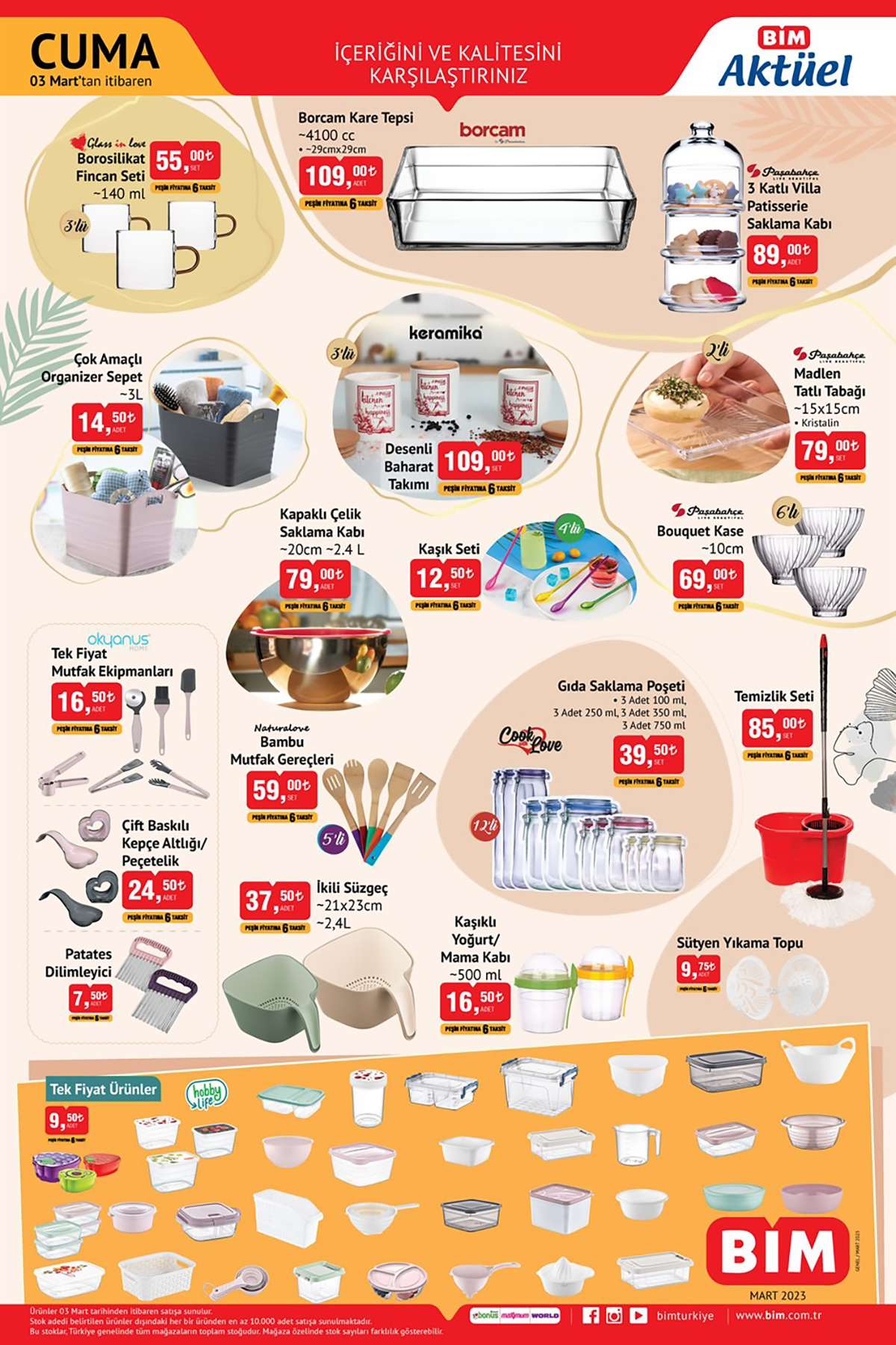 Bim Aktüel Züccaciye Ürünleri Kataloğu 3 Mart 2023 Cuma