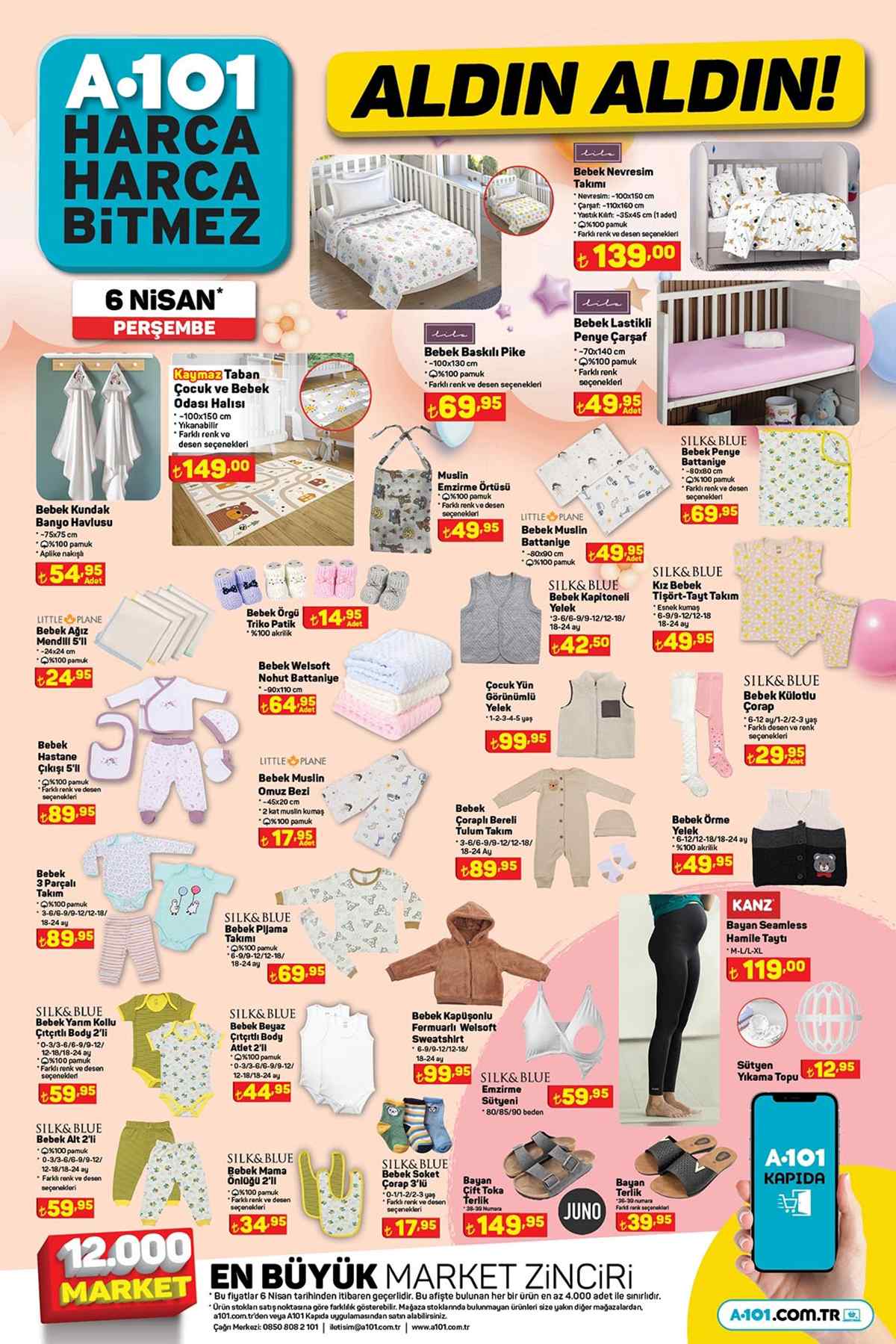 A101 6 Nisan Bebek Tekstili Ürünleri