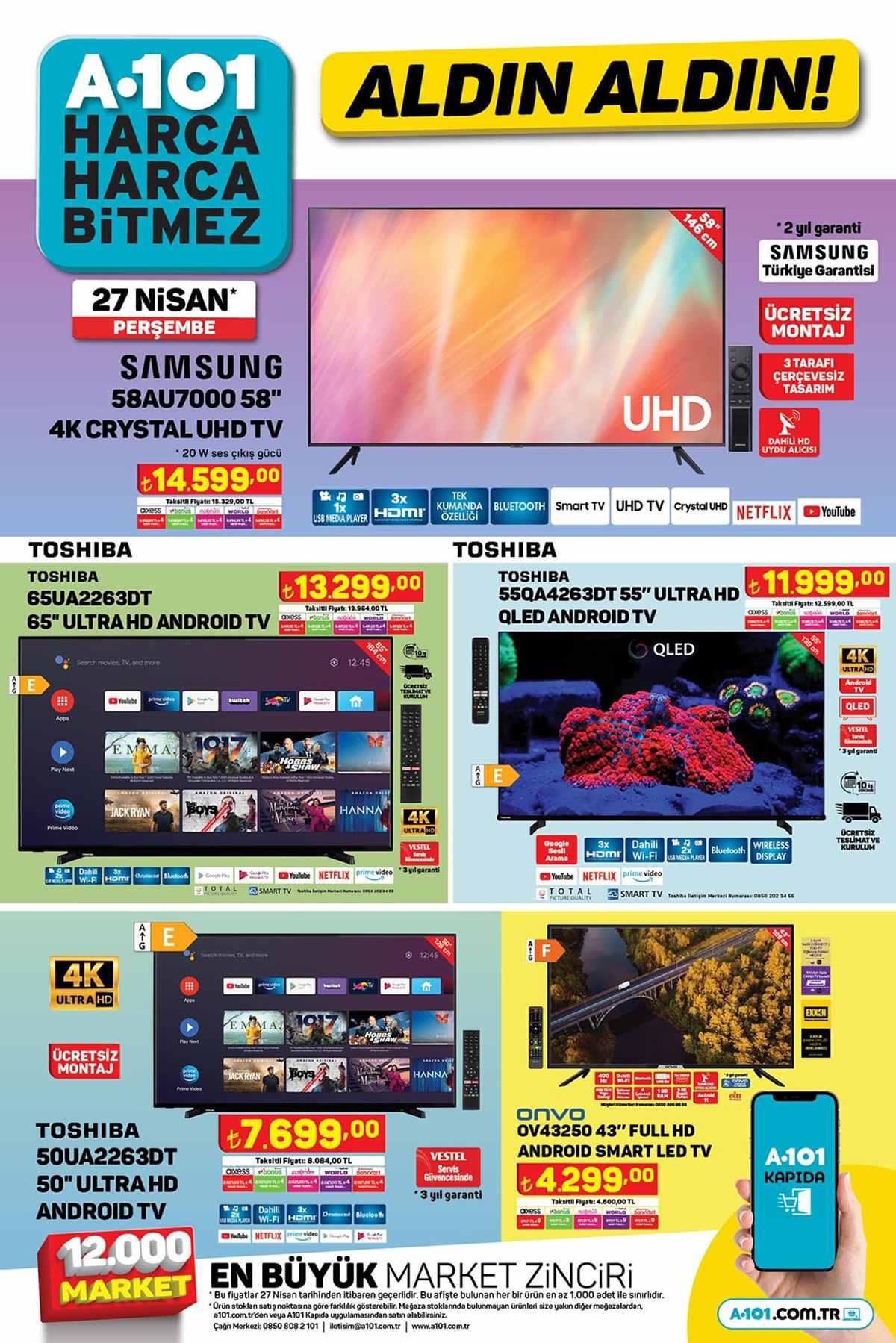 A101 27 Nisan Televizyon Ürünleri Kataloğu