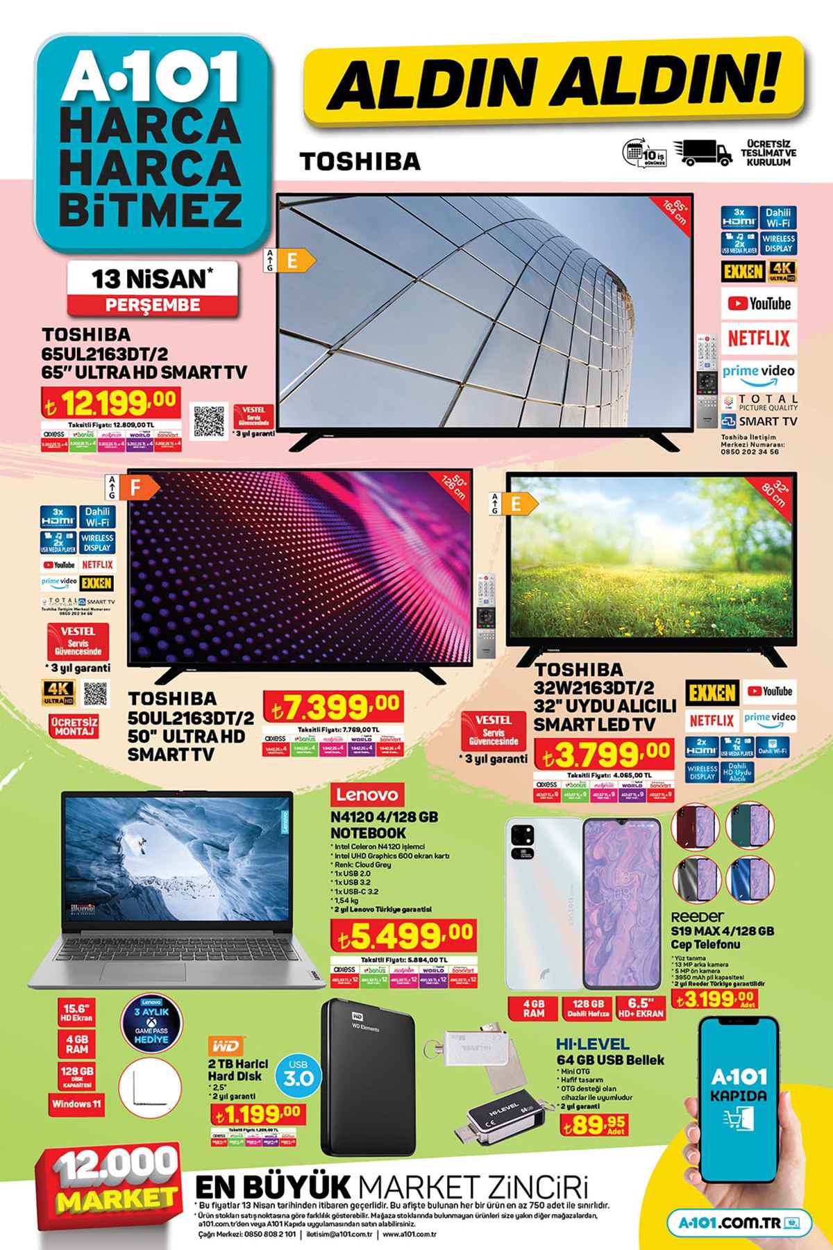 A101 13 Nisan 2023 Televizyon ve Elektronik Ürünler Kataloğu