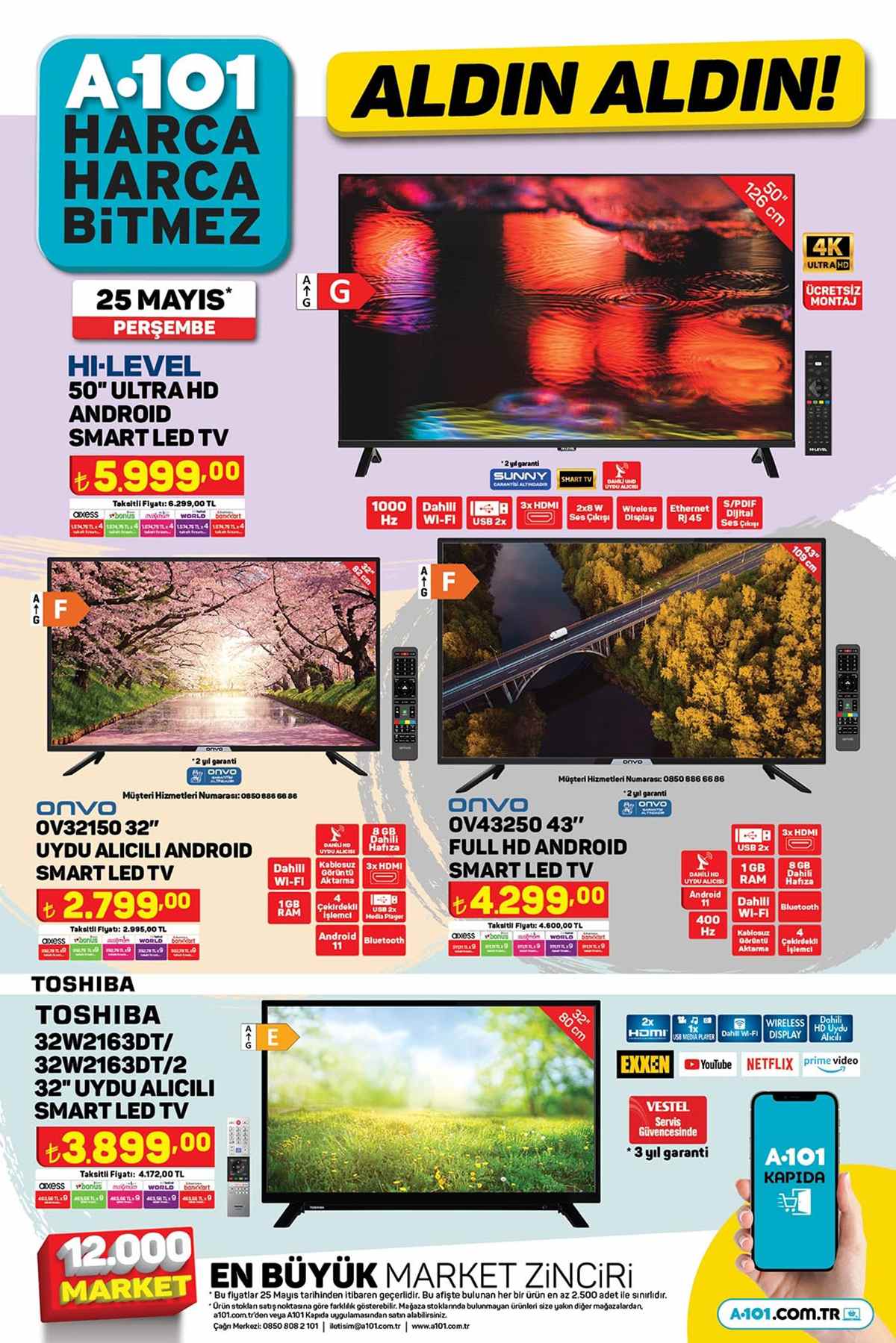 A101 25 Mayıs Televizyon Ürünleri