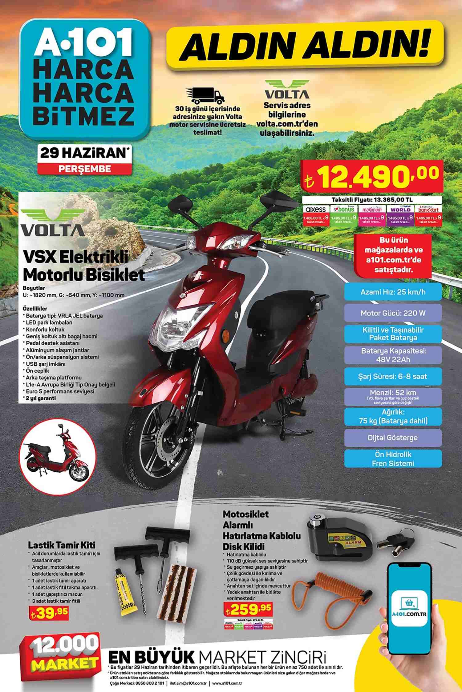 A101 29 Haziran 2023 Volta VSX Elektrikli Motorlu Bisiklet İndirimi