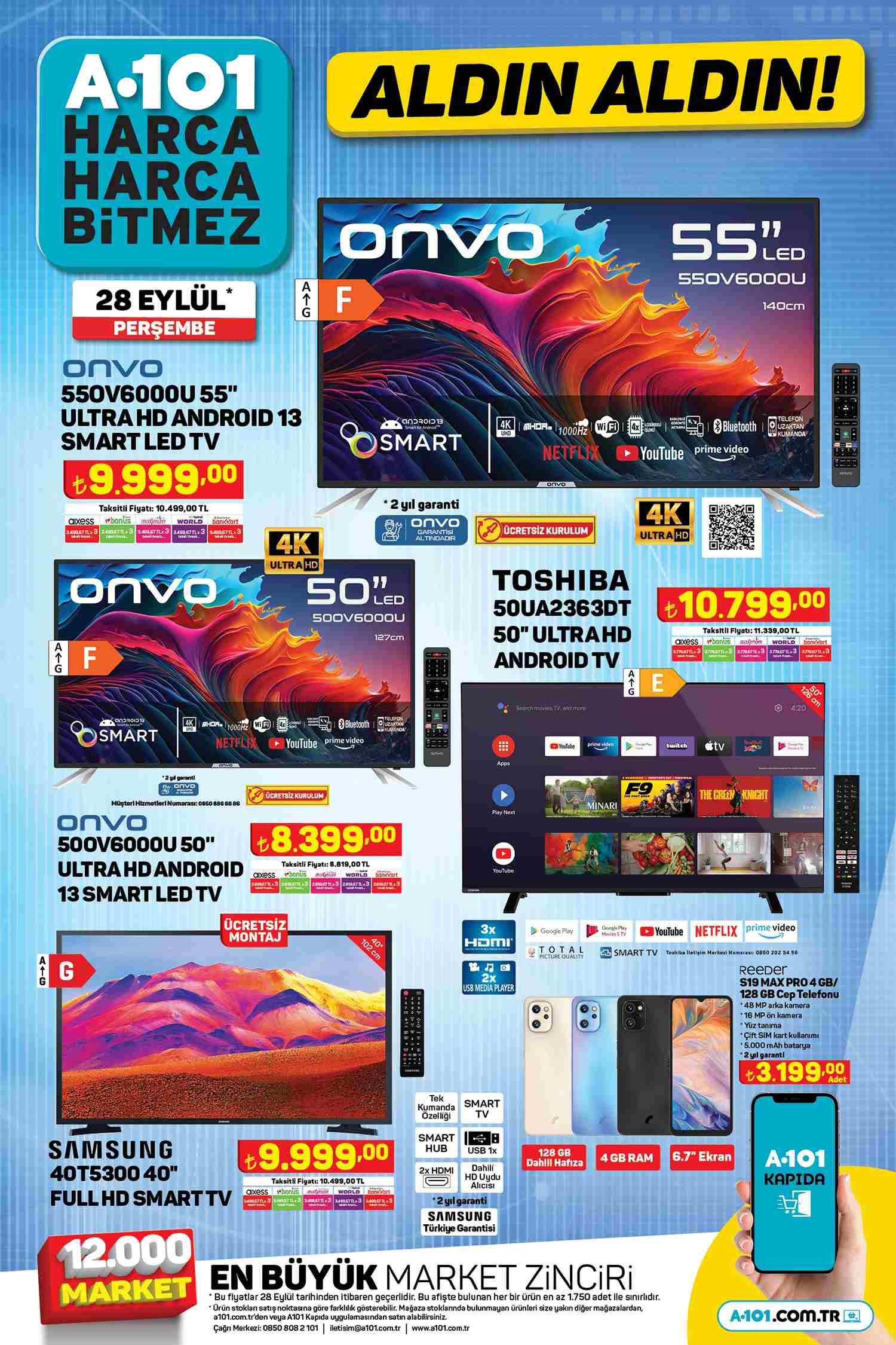 A101 28 Eylül 2023 Tv İndirimleri Kataloğu