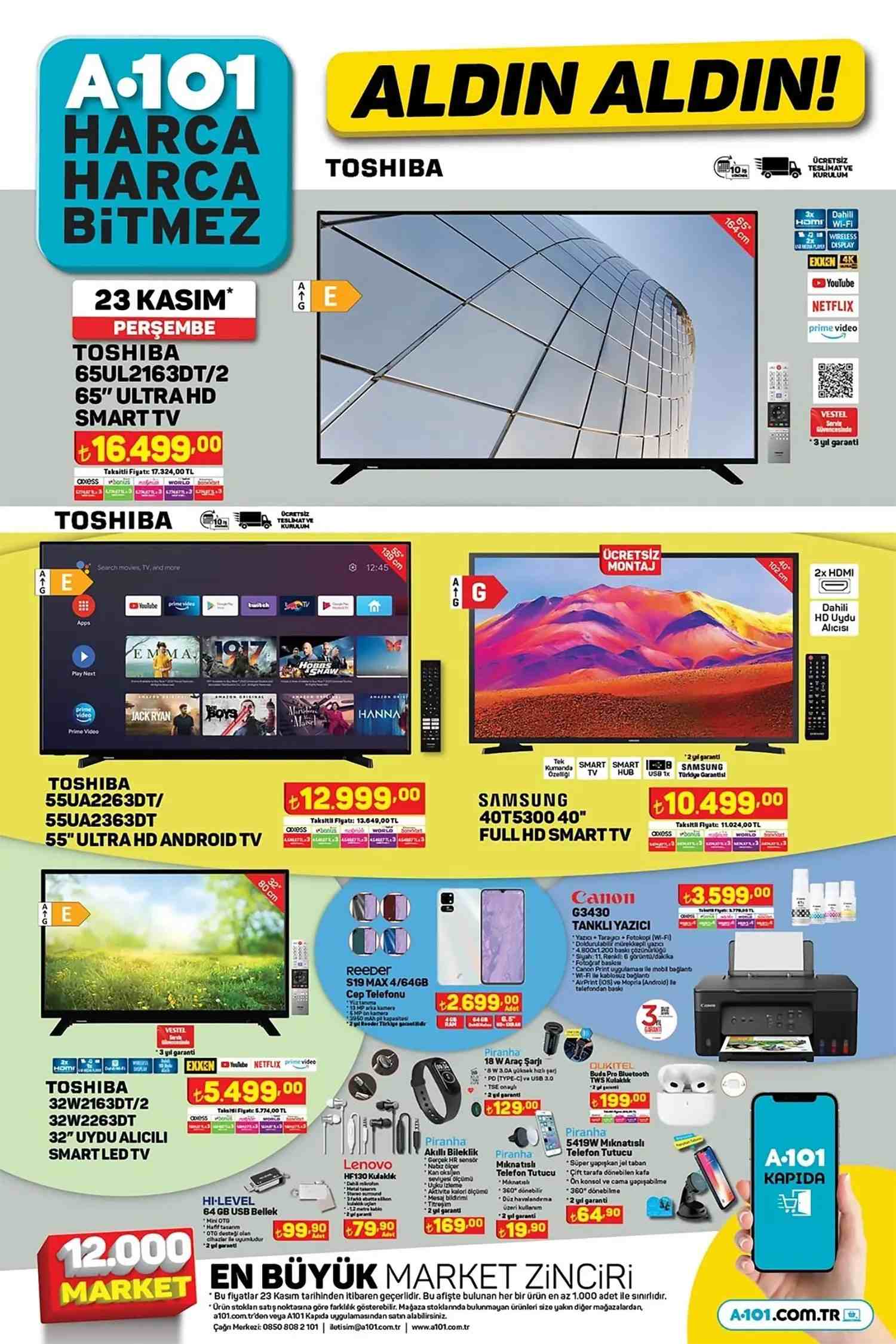 A101 23 Kasım 2023 Televizyon Ürünleri Kataloğu