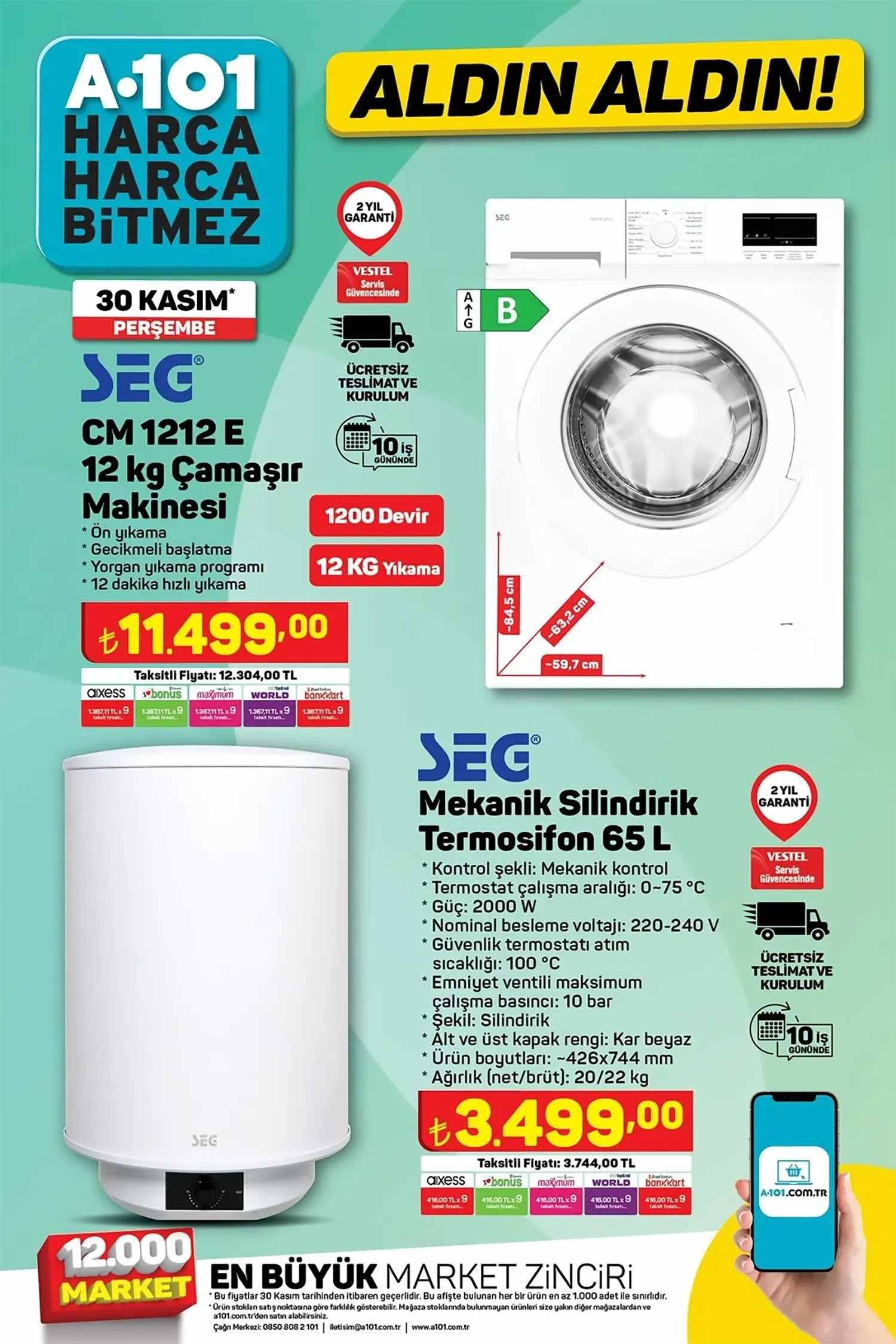 A101 30 Kasım 2023 Beyaz Eşya Fırsatları