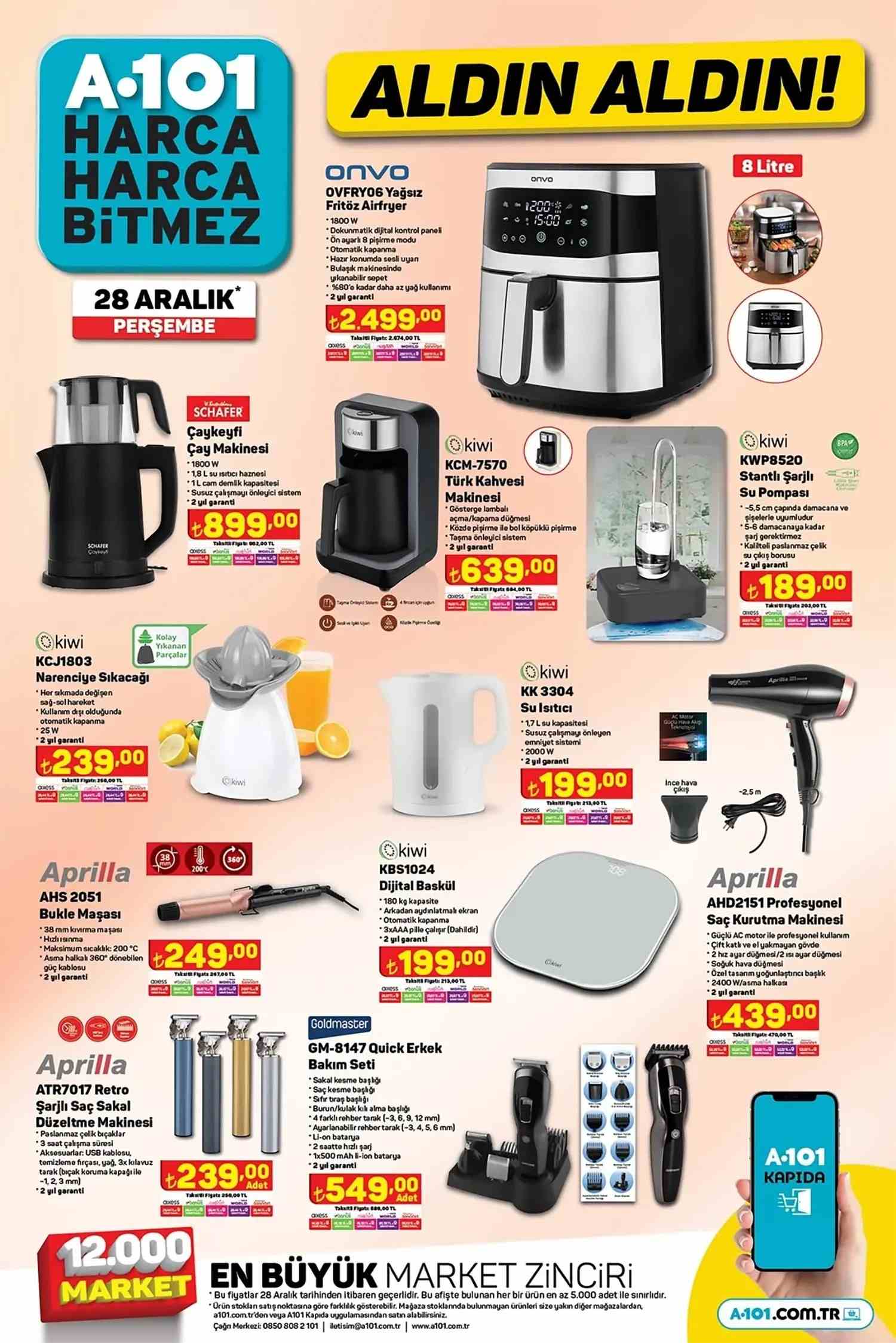 A101 28 Aralık 2023 Elektronik Ürünler Sayfası