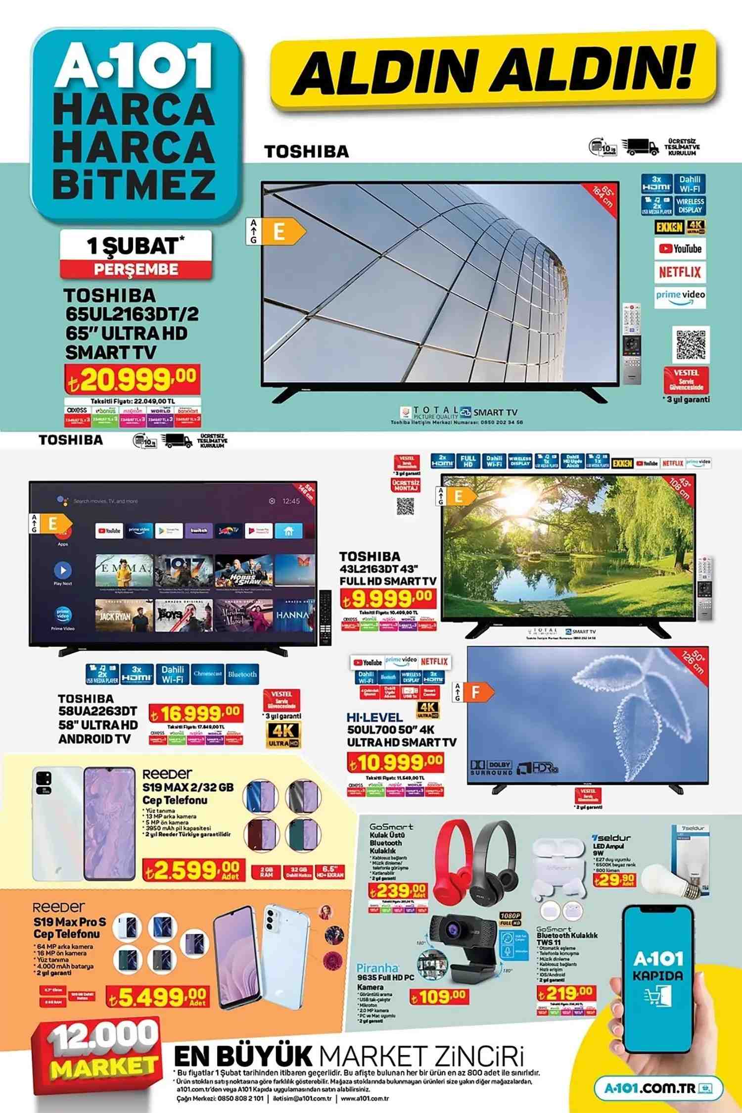 A101 1 Şubat 2024 Televizyonlar Kataloğu