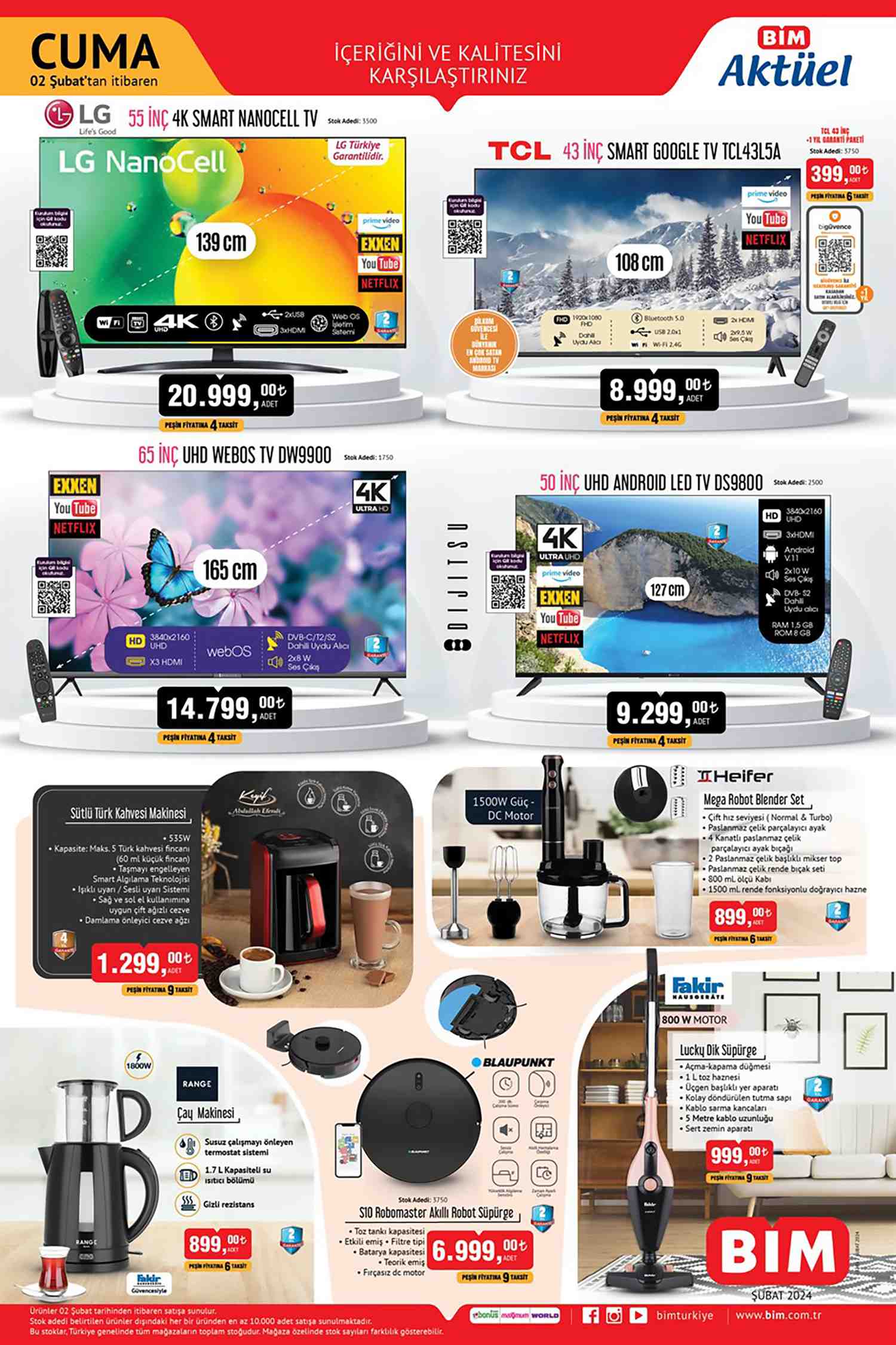 Bim 2 Şubat 2024 Televizyonlar ve Elektronik Ürünler Kataloğu