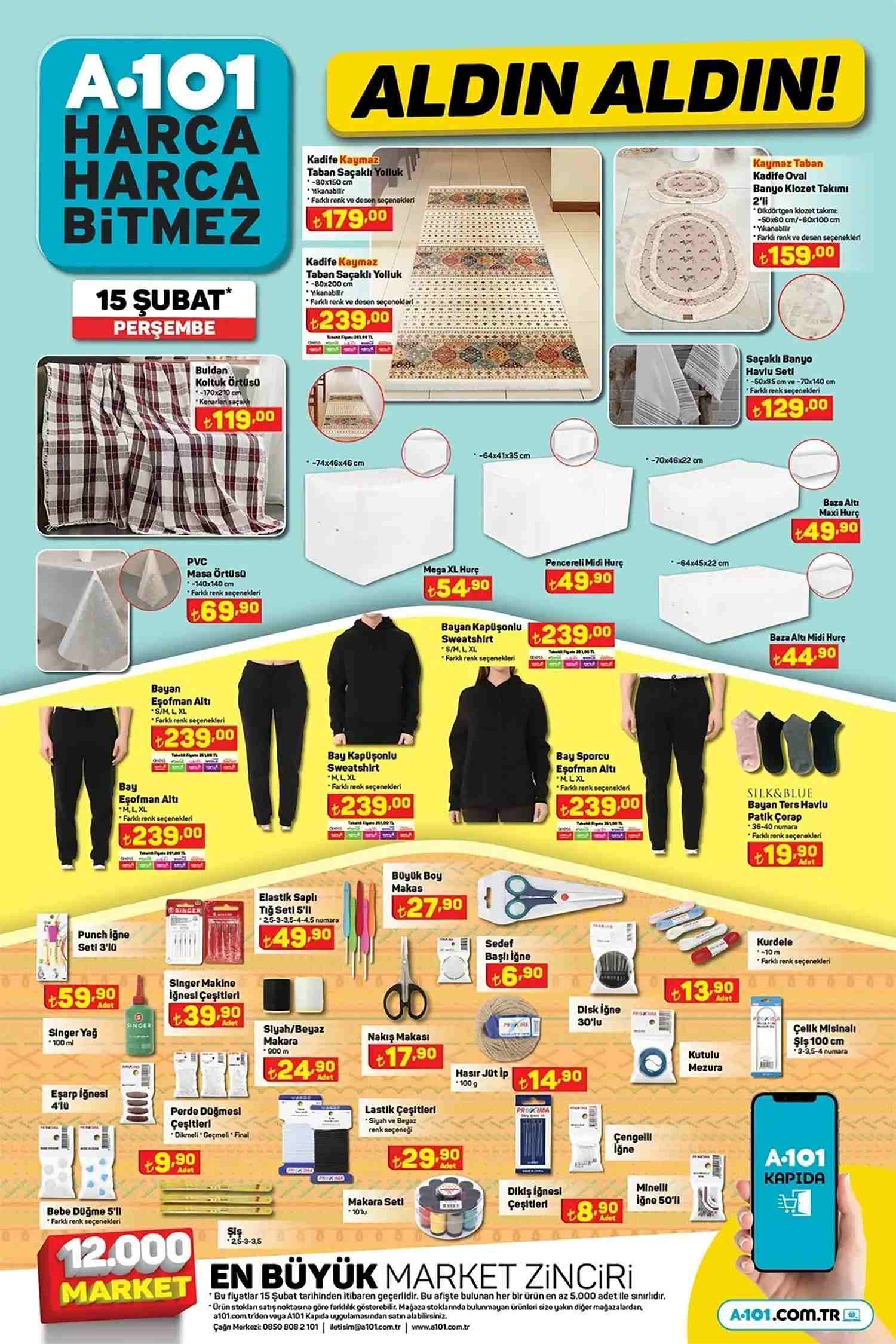 A101 15 Şubat 2024 Tekstil ve Nakış Ürünleri Kataloğu